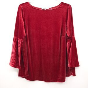 Foxcroft  red velvet Bell sleeve top Plus Size 16w‎ stretch Holiday Christmas